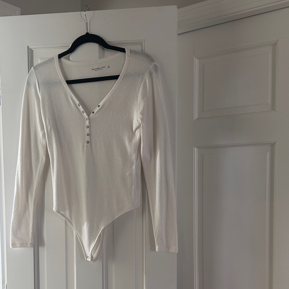 Abercrombie White Long Sleeve Bodysuit